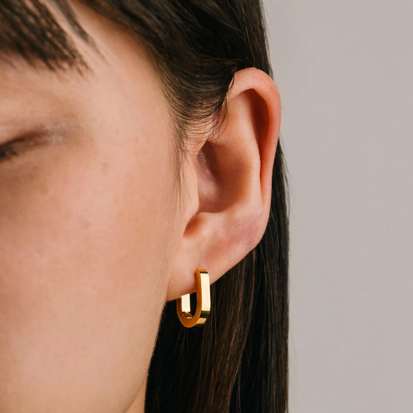 Gold Maya Paperclip Hoop Earrings