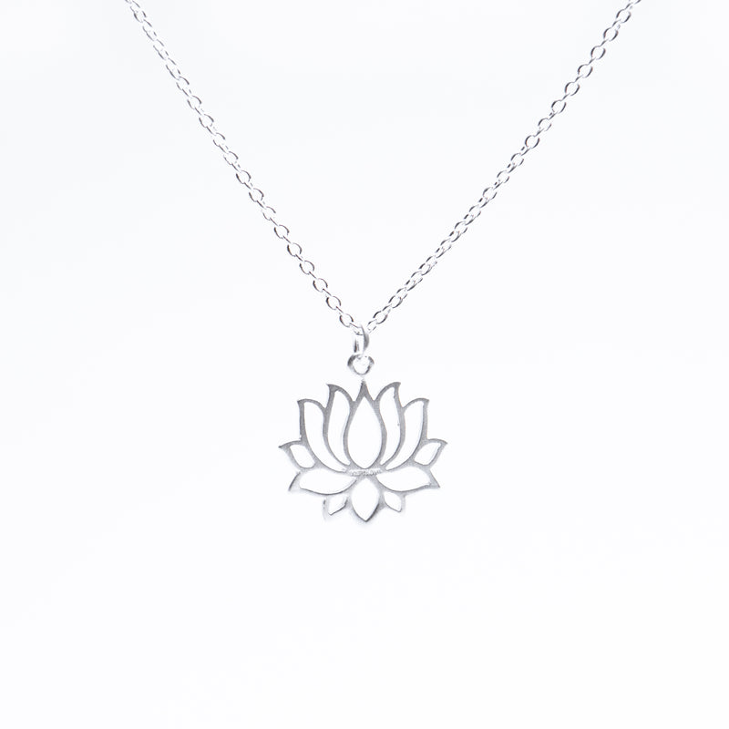 Brushed Silver Lotus Necklace – Silver Lotus Winnipeg