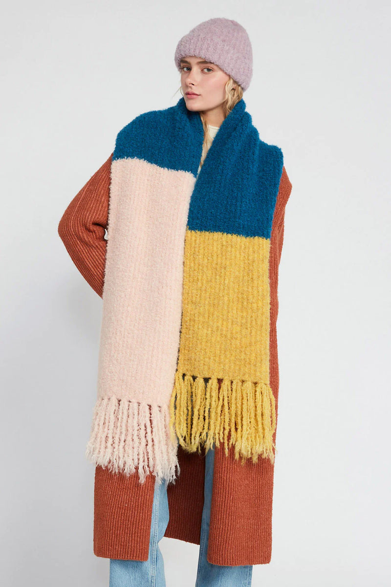 Fuzzy Color Block Scarf