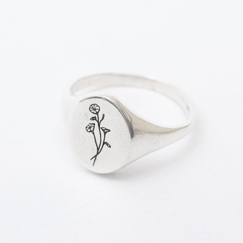 October Birth Flower Signet Ring