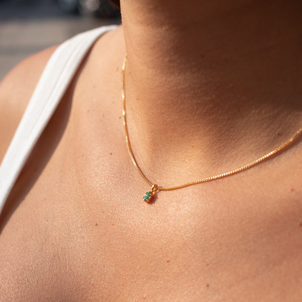 Gold Vermeil Oval Claw Set Emerald Necklace