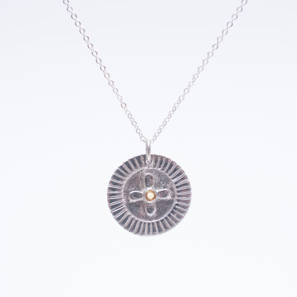 Silver Citrine Medallion Necklace