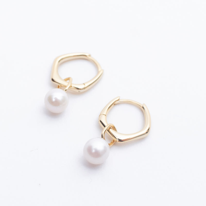 Gold Vermeil Pentagon Pearl Huggies