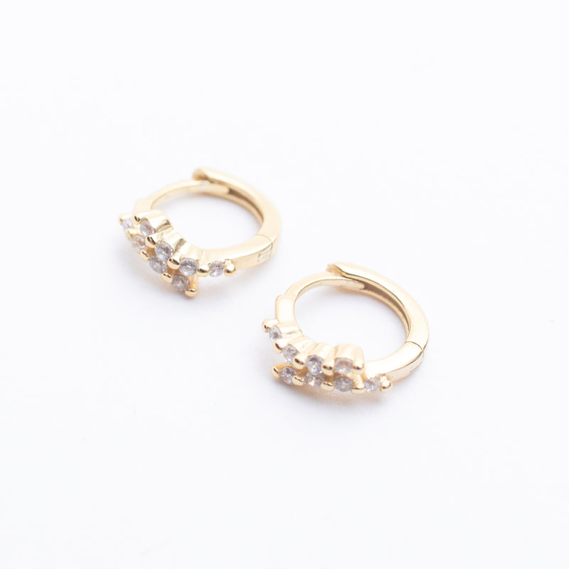 Gold Vermeil White Stone Bypass Huggies