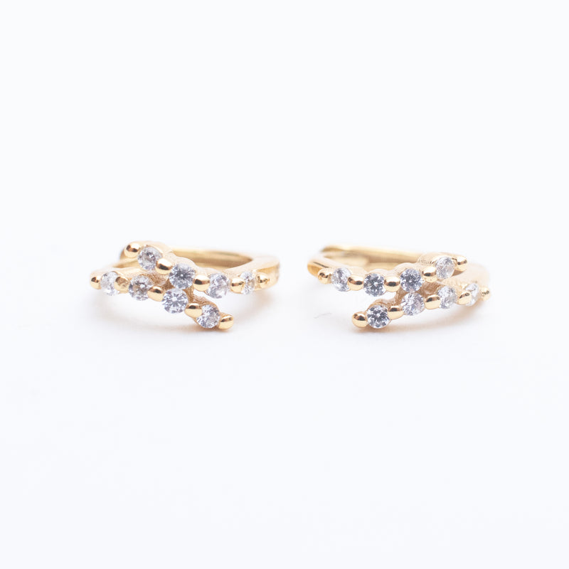 Gold Vermeil White Stone Bypass Huggies
