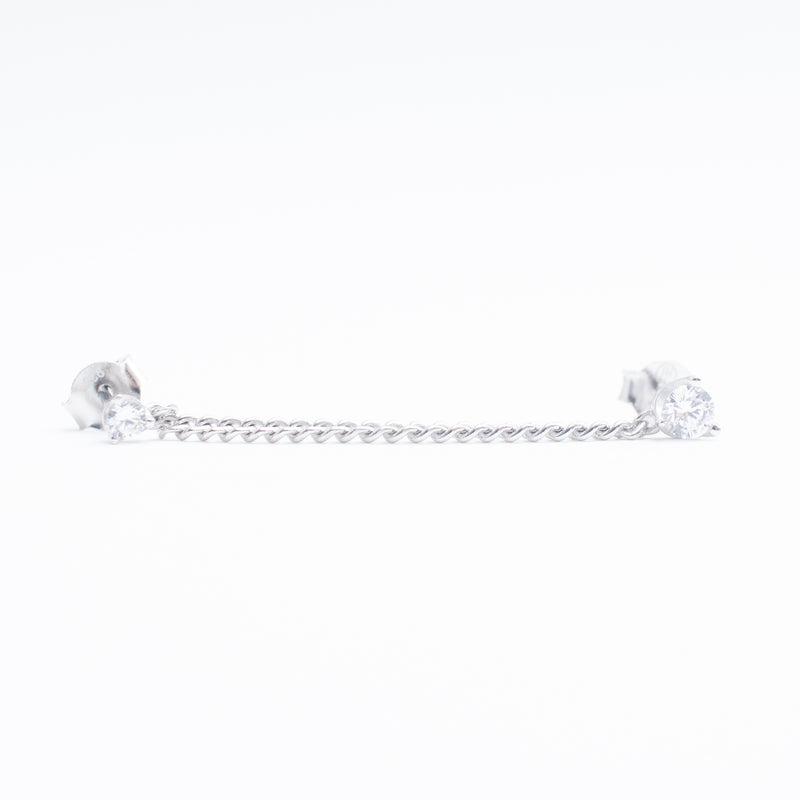 Double Piercing CZ Connected Studs