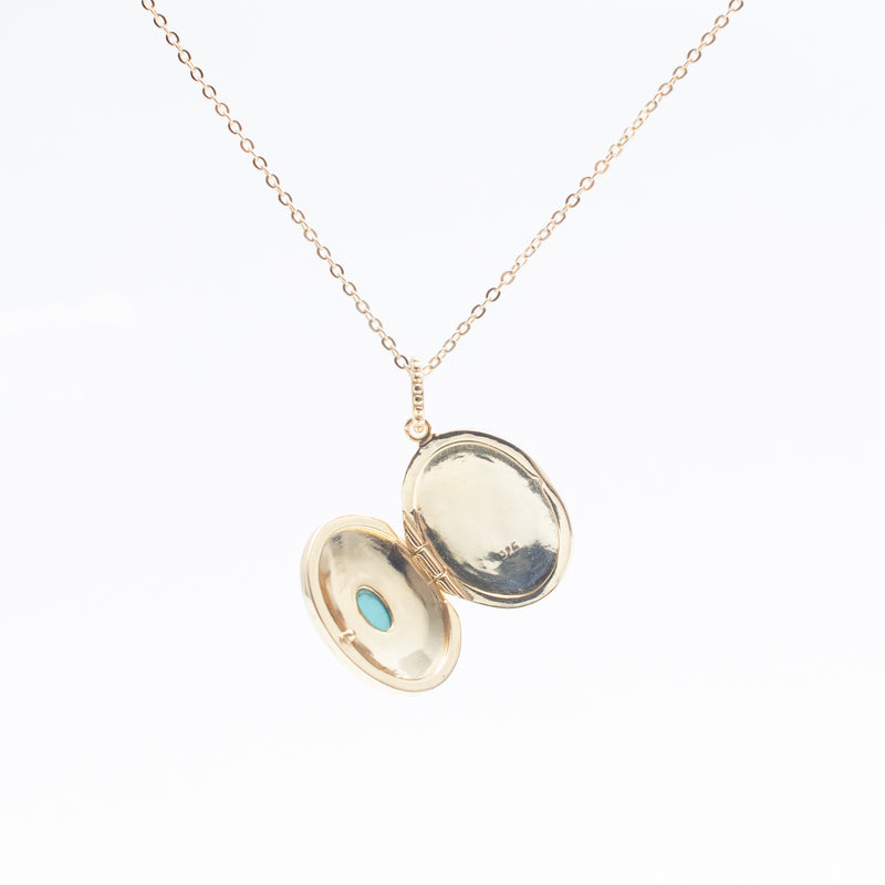 Gold Vermeil Oval Turquoise Locket