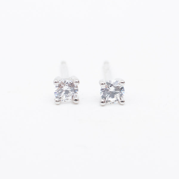 Silver Round Faceted Claw Set Crystal Studs