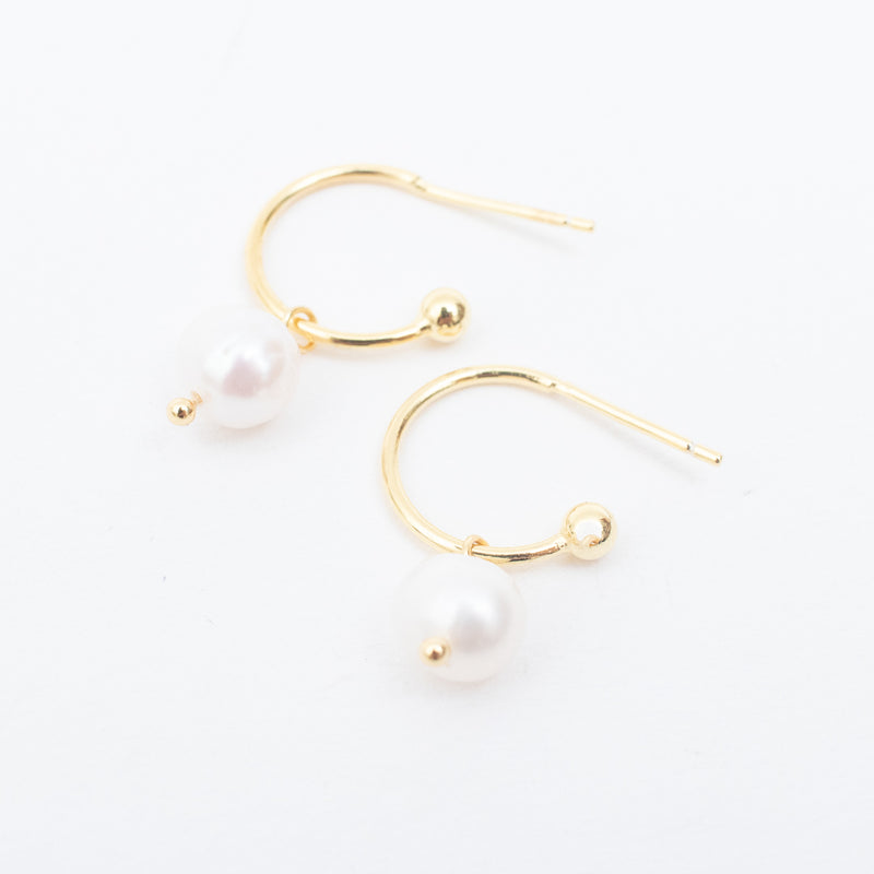 Gold Plated Pearl Hoops