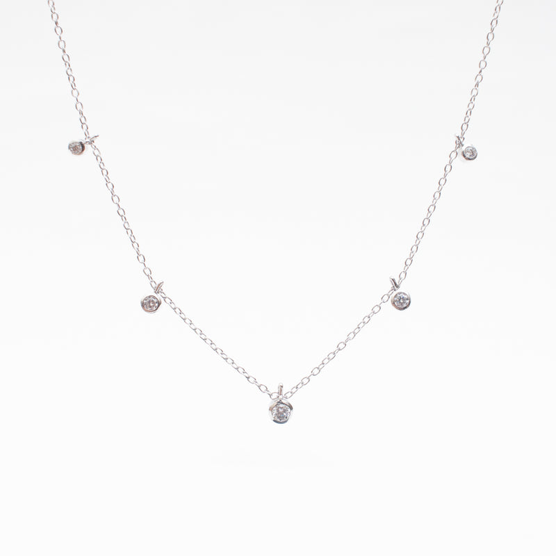 Silver Cubic Drops Necklace