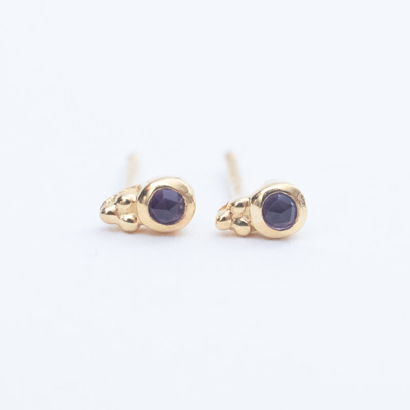 Gold Vermeil Micro Faceted Amethyst Stud