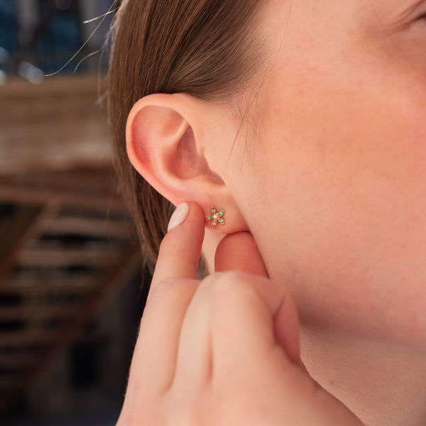 Gold Plated Pacific Opal Lily Stud Earrings