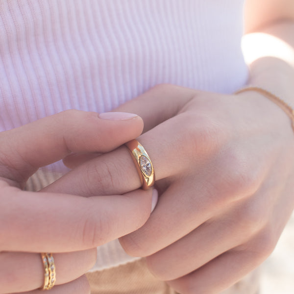 Gold Plated Marquise Dome Ring