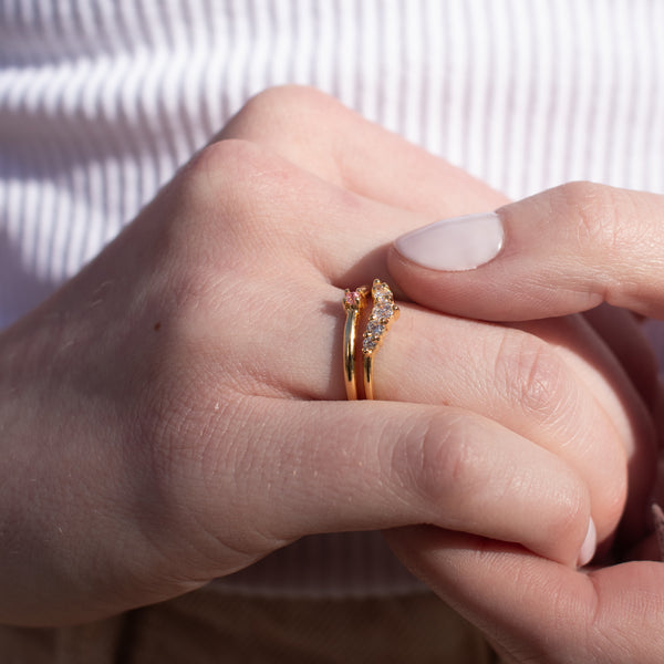 Gold Vermeil Slim Claw Set Pink Sapphire Band