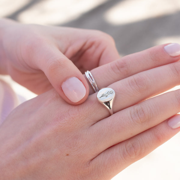 August Birth Flower Signet Ring