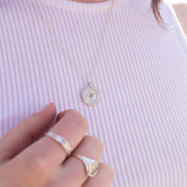 Silver Citrine Medallion Necklace