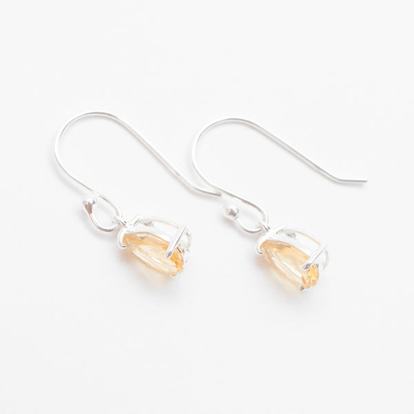 Citrine Silver Teardrop Earrings