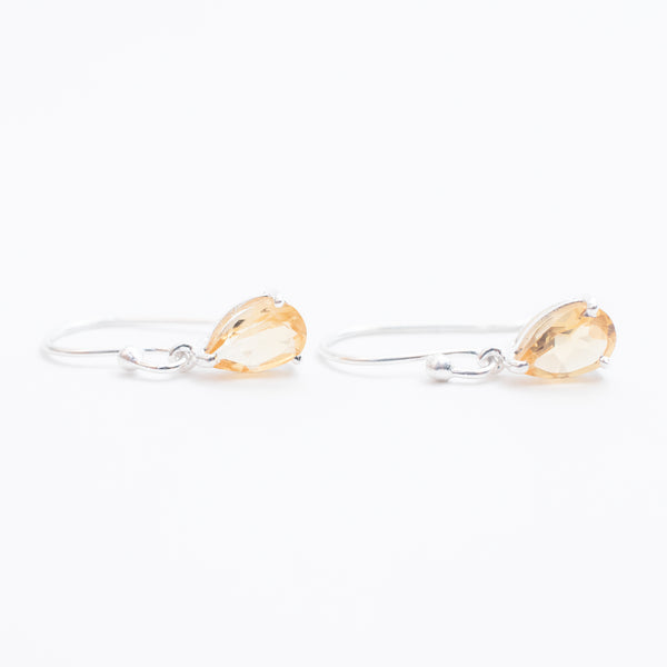 Citrine Silver Teardrop Earrings