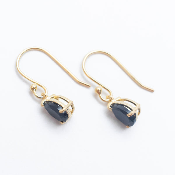 Black Onyx Gold Vermeil Teardrop Earrings