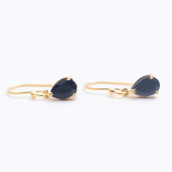 Black Onyx Gold Vermeil Teardrop Earrings