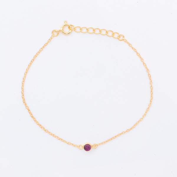 Gold Vermeil Raw Ruby Solitaire Bracelet