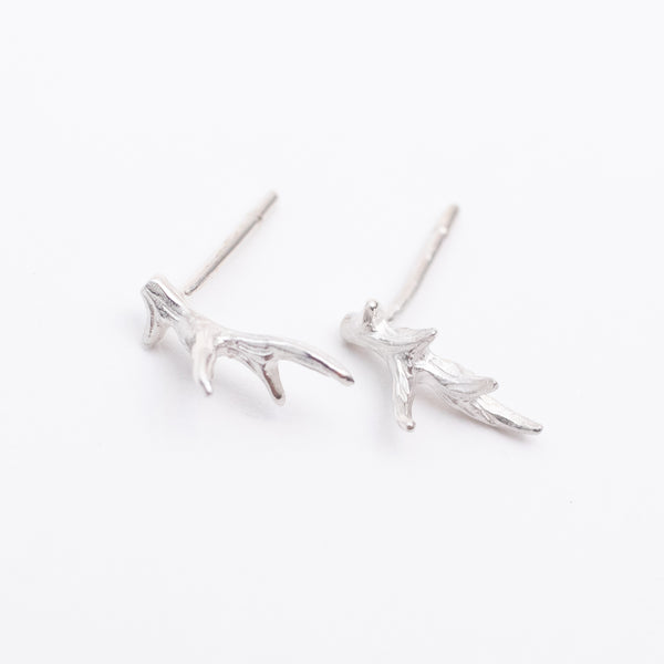 Small Silver Antler Studs