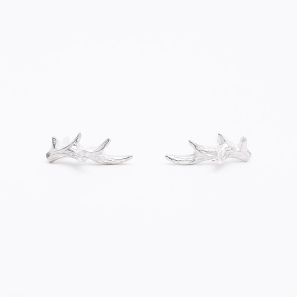 Small Silver Antler Studs