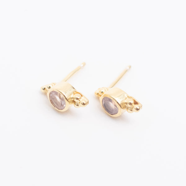 Gold Vermeil & Rose Quartz Jawan Studs