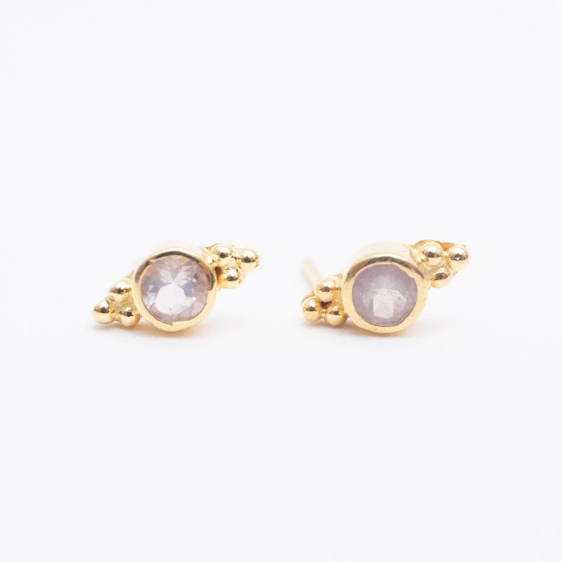 Gold Vermeil & Rose Quartz Jawan Studs