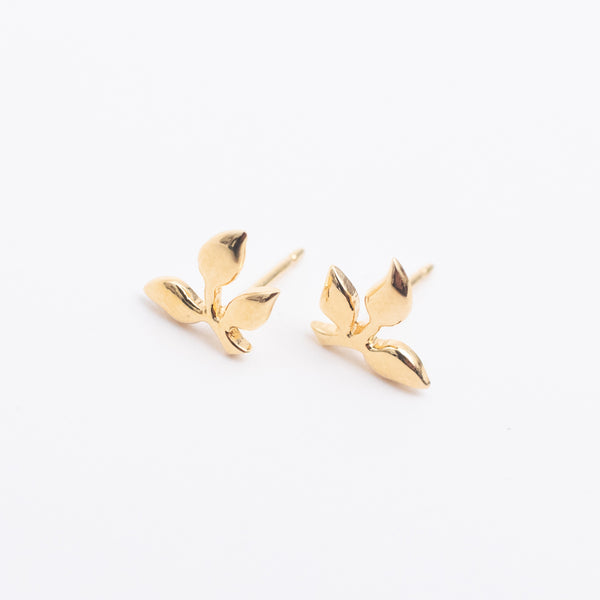 Gold Vermeil Three Leaf Studs