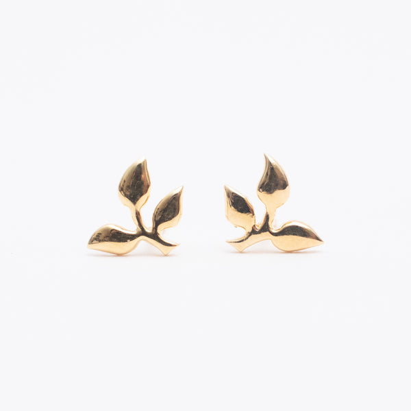 Gold Vermeil Three Leaf Studs