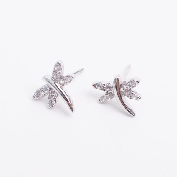 Silver Cubic Dragonfly Studs