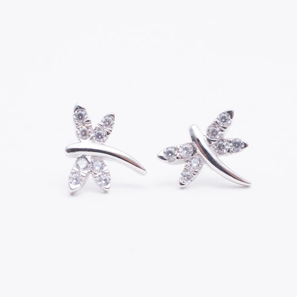 Silver Cubic Dragonfly Studs