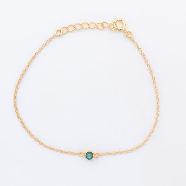 Gold Vermeil Raw Emerald Solitaire Bracelet