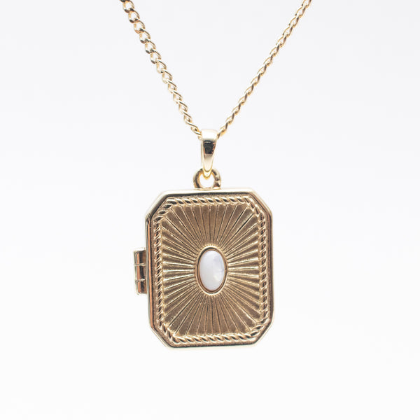 Gold Vermeil Shining Mother of Pearl Locket