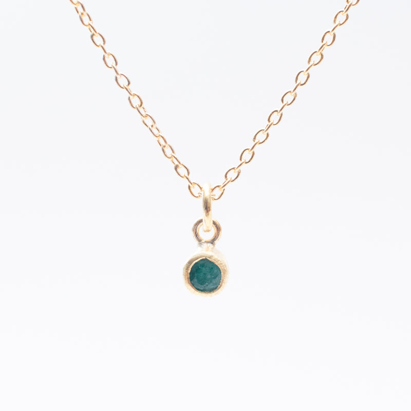 Gold Vermeil & Raw Emerald Solitaire Necklace