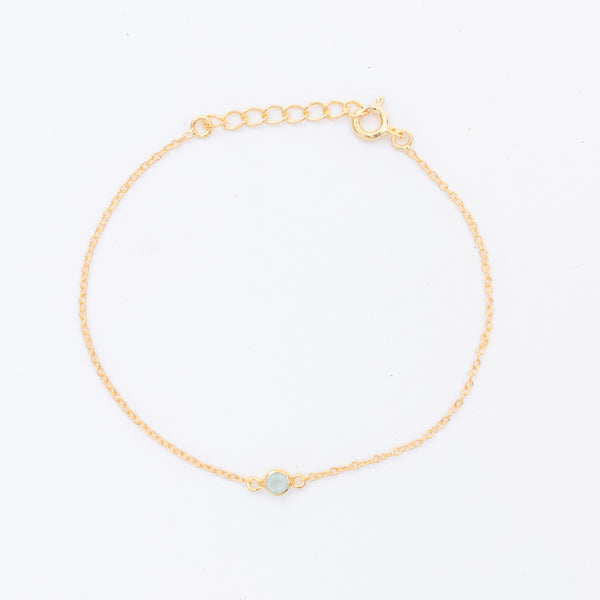 Gold Vermeil Aqua Chalcedony Solitaire Bracelet