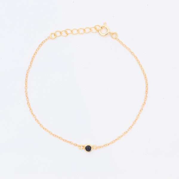Gold Vermeil Black Onyx Solitaire Bracelet