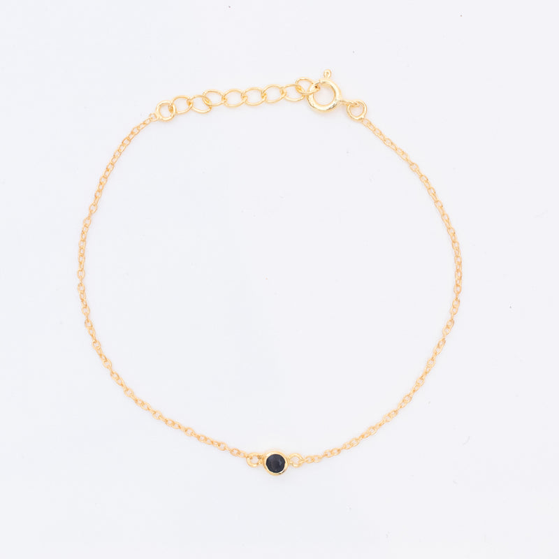 Gold Vermeil Black Onyx Solitaire Bracelet