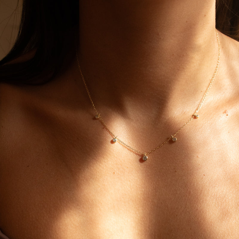 Gold Plated Cubic Drops Necklace