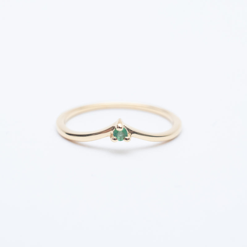 Gold Vermeil Claw Set Emerald Chevron Ring