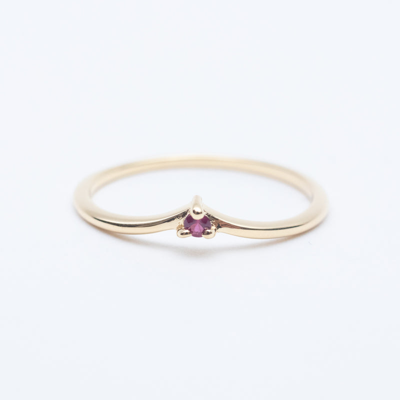 Gold Vermeil Claw Set Ruby Chevron Ring