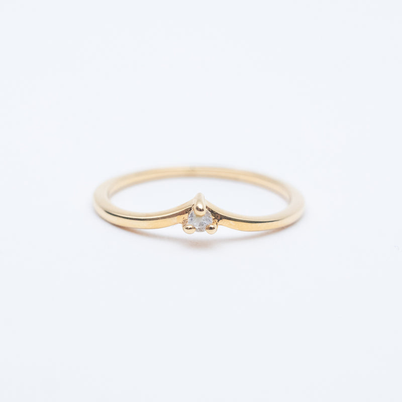 Gold Vermeil Claw Set Cubic Zirconia Chevron Ring