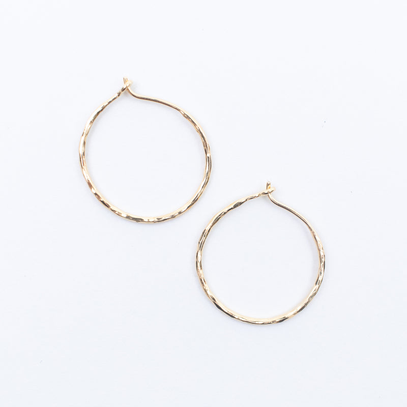 Thin Pounded Wire Gold Vermeil Hoops