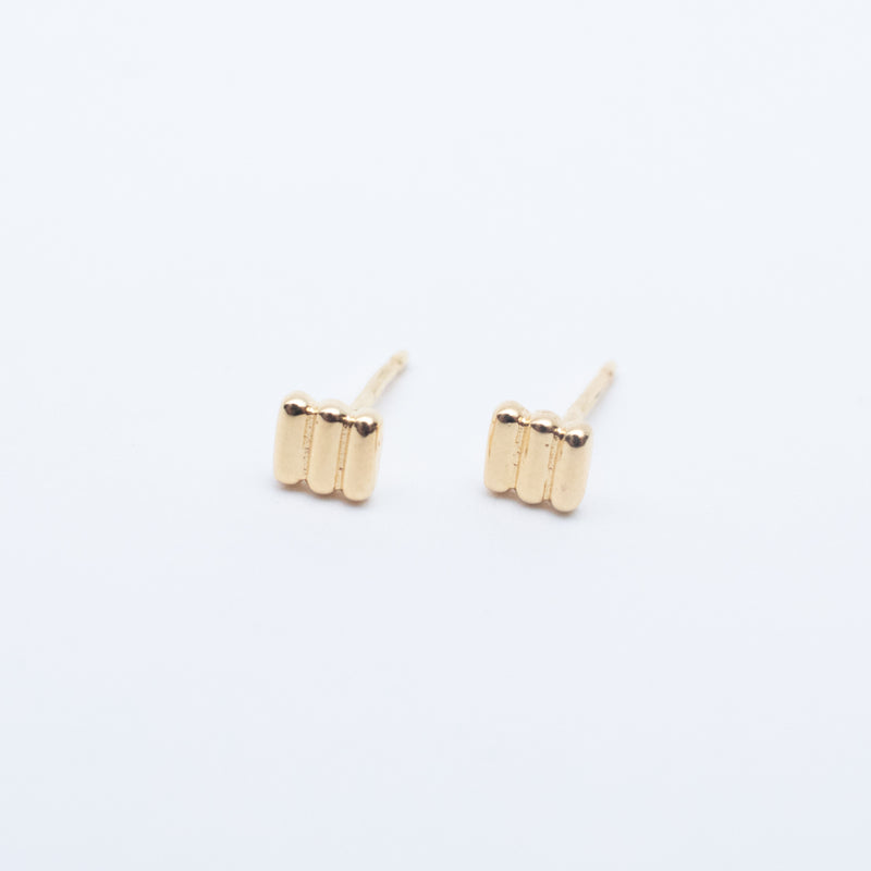 Gold Vermeil Ridged Square Studs