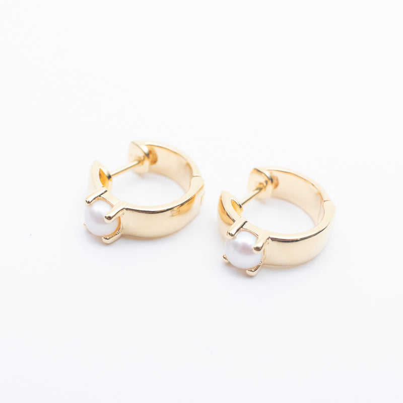 Gold Vermeil Claw Set Pearl Hoops