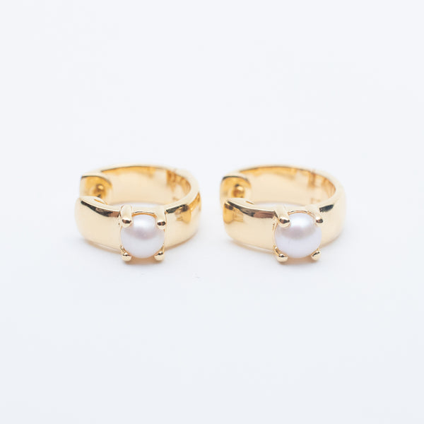 Gold Vermeil Claw Set Pearl Hoops