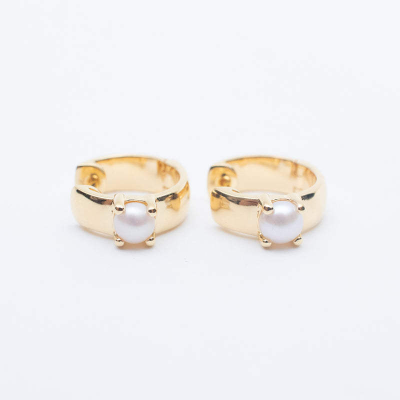 Gold Vermeil Claw Set Pearl Hoops