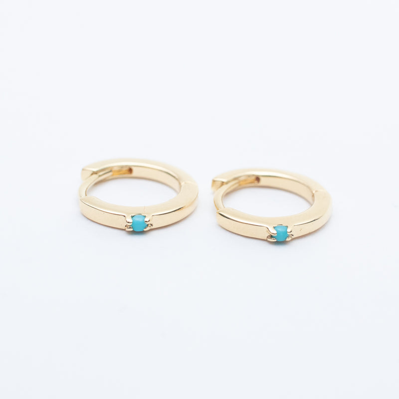 Gold Vermeil Turquoise Huggies