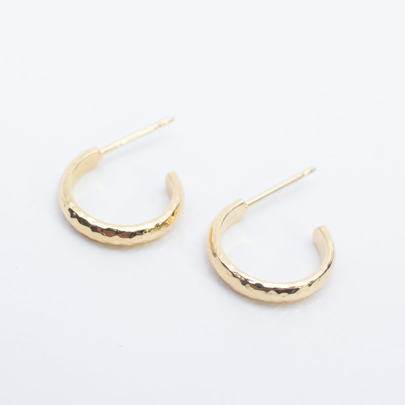 Gold Vermeil Finely Hammered Hoops